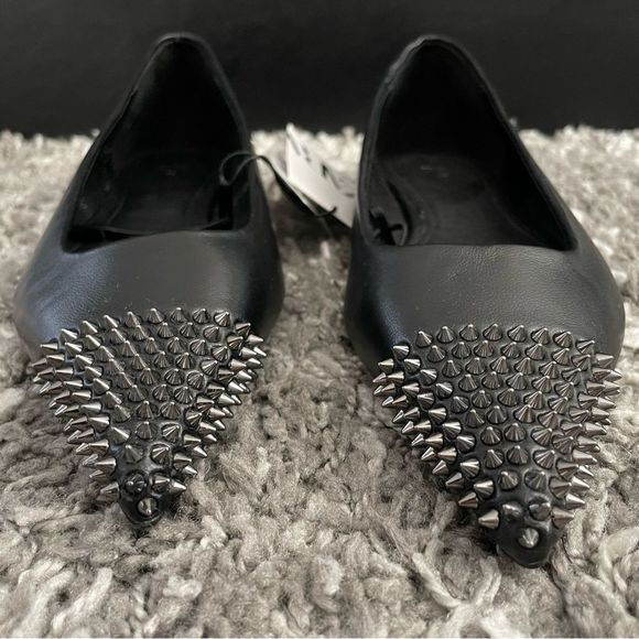 NWT Zara Studded Leather Ballet Flats - Picture 2 of 12
